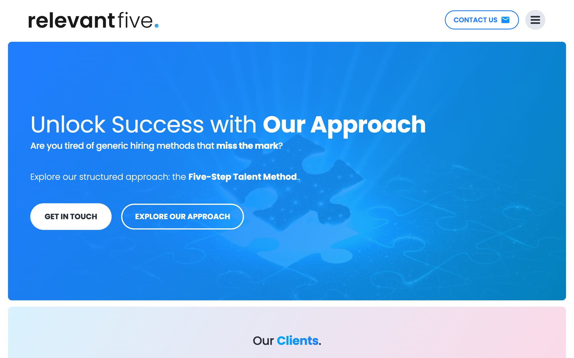 Our Approach: the Relevant Five Method in five steps.